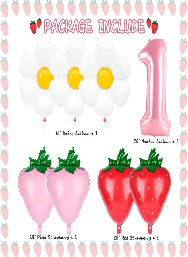 Kriyokiaa 8pcs Berry First Birthday Decor Berry 1st Birthday Decorations for Girl with 40" Pink One Balloon for First Birthday Decorations Berry Sweet Foil Helium Balloons 1st Girl Party Supplies - Image 3